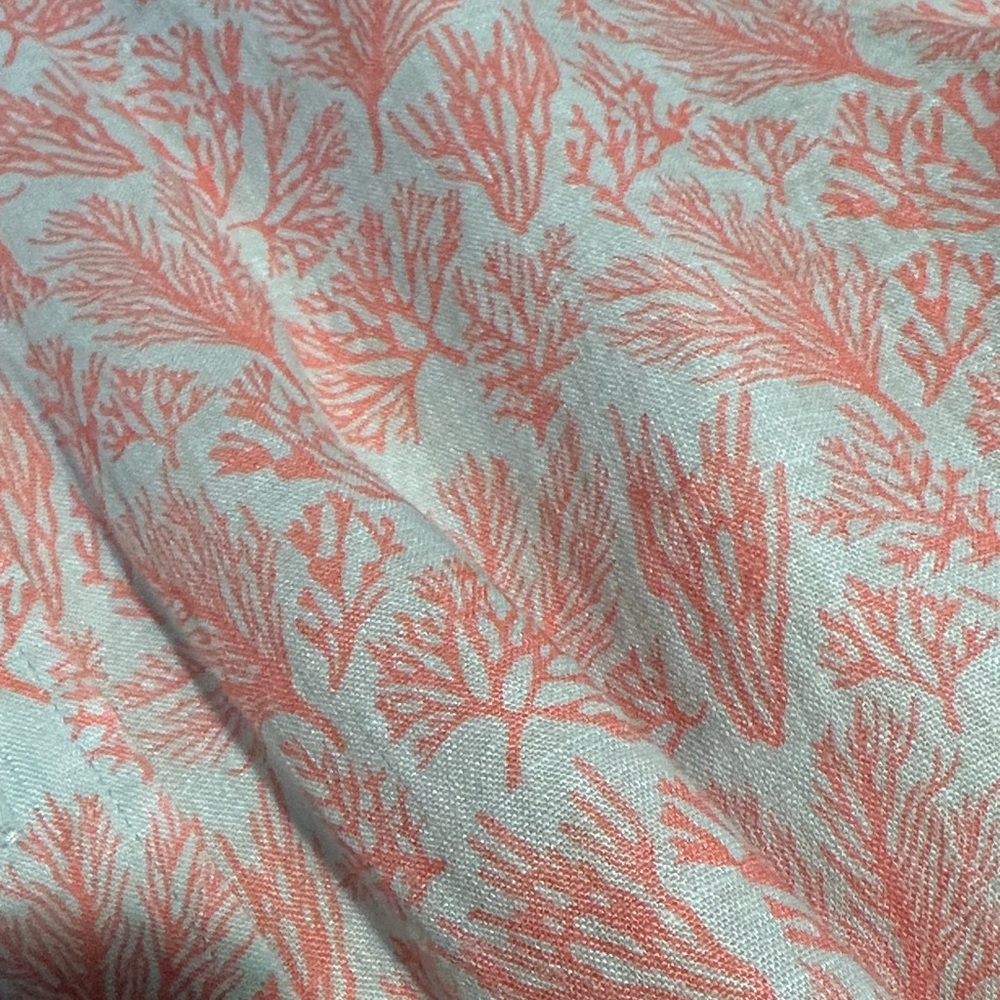 Men's Coral Leaf-Print Linen Shirt - Picture 4 of 7